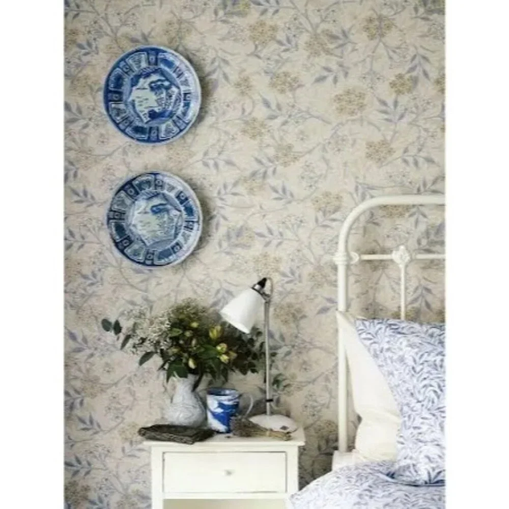 NEW Morris & Co Jasmine Wallpaper Ecru/Woad 214724 Anthropologie